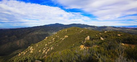 view of Santiago Peak, Ortega mountain, Cleveland National Forest, national forest, ocean view, Catalina Island, hiking, trail running, trail run, hike, dirt trail,